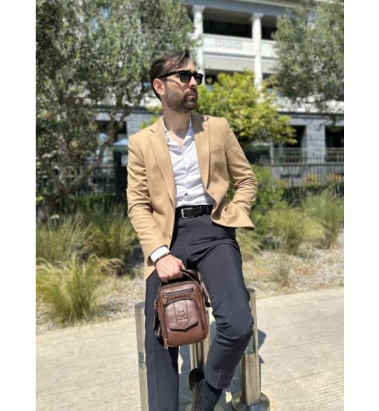 Δερμάτινο Ανδρικό Τσαντάκι Ώμου Bull Captain DJB 777 Καφέ | Δέρμα Διετούς Παλαίωσης με 4 Εξωτερικές Θήκες