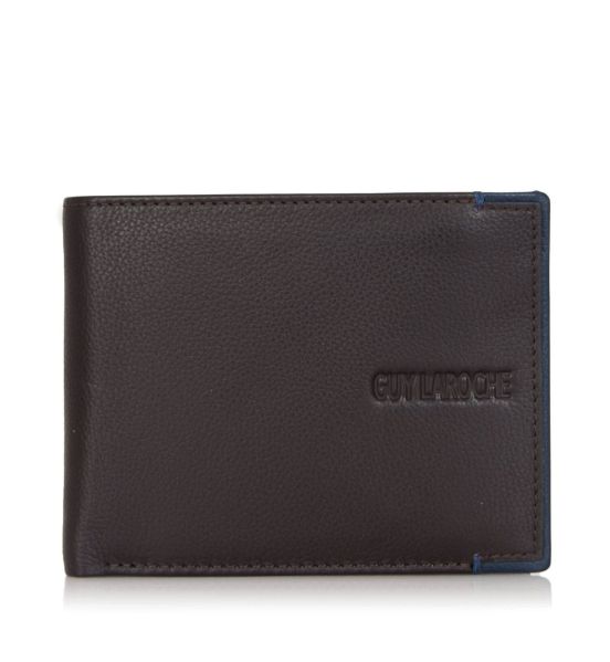 Δερμάτινο Ανδρικό Πορτοφόλι Guy Laroche 38107 Dark Brown | RFID Προστασία, Κρυφό Φερμουάρ & 3 Θέσεις Μετρητών