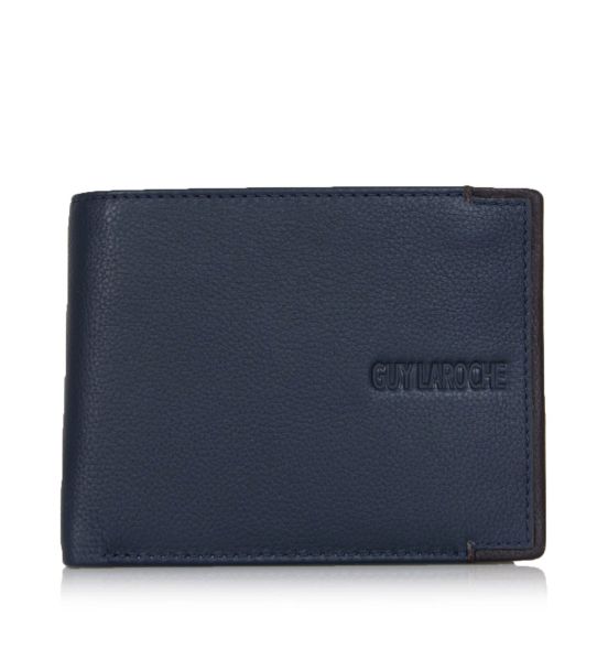 Δερμάτινο Ανδρικό Πορτοφόλι Guy Laroche 38107 Μπλε | RFID Προστασία, Κρυφό Φερμουάρ & 3 Θέσεις Μετρητών