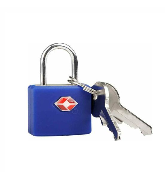 Λουκέτο Βαλίτσας με Κλειδί Travel Blue 027 Μπλε Ορειχάλκινο 40mm – Πιστοποίηση TSA Υψηλής Ασφάλειας