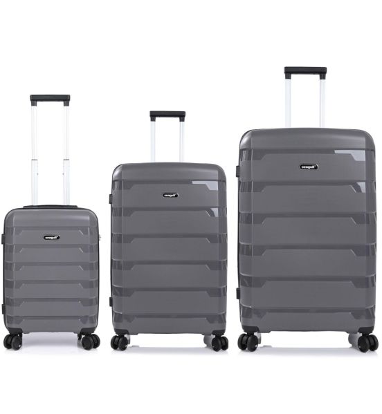 Σετ Βαλίτσες Τριάδα (S, M, L) Seagull SG180 Γκρι – Άθραυστο Πολυπροπυλένιο με Επέκταση & 4 Ρόδες