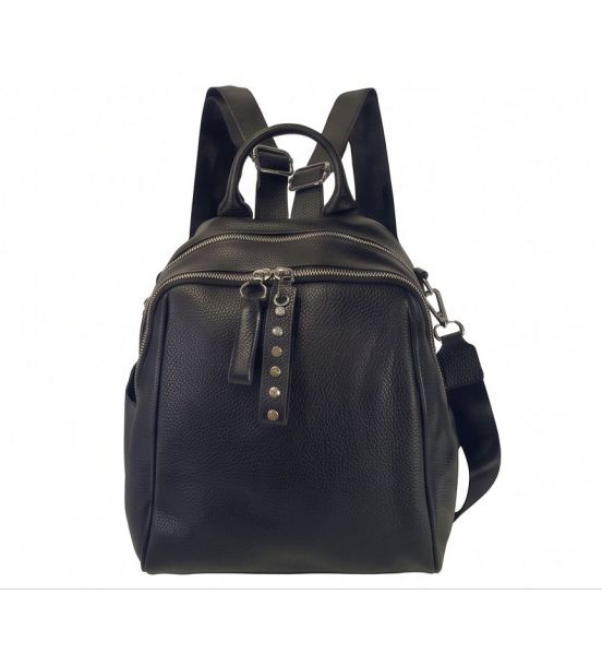 Πολυχρηστική Δερμάτινη Τσάντα ACROSS 21-69 (Backpack & Ώμου) Μαύρο