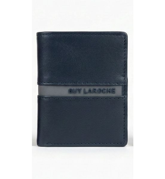Μικρό Δερμάτινο Πορτοφόλι Όρθιο Guy Laroche 38505 Dark Blue | Slim, RFID Προστασία & 9 Κάρτες