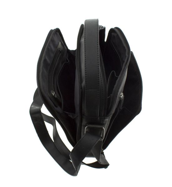 Ανδρικό Δερμάτινο Τσαντάκι Ώμου RCM H14 Μαύρο – Wax Pull Up με 3 Ανεξάρτητους Χώρους & Premium Ποιότητα