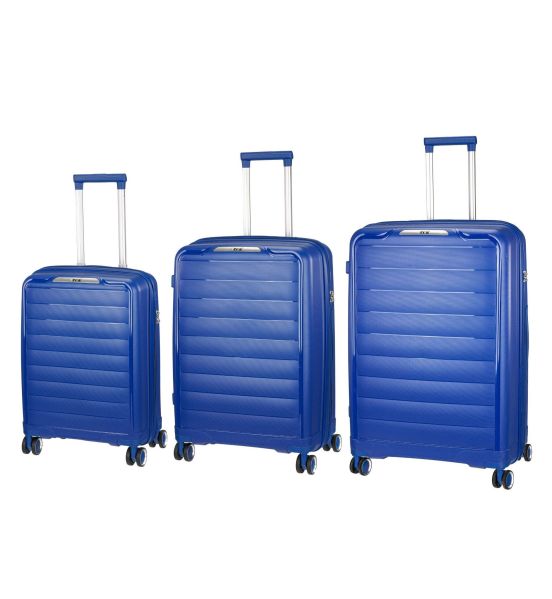 Σετ Βαλίτσες RCM 225-SET3 Μπλε 55+64+76cm - Πολυπροπυλένιο με Επέκταση & TSA Κλειδαριά