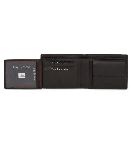 Δερμάτινο Ανδρικό Πορτοφόλι Guy Laroche 37507 Dark Brown | RFID Προστασία, 2 Θέσεις Ταυτότητας & Κουτί Δώρου