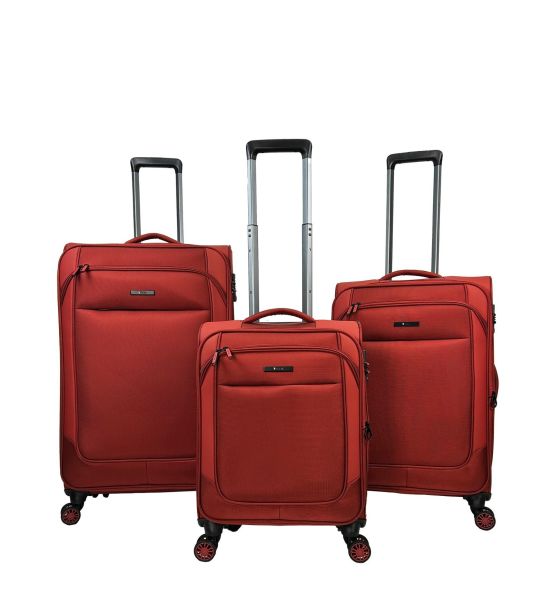 Premium Σετ Βαλιτσών 3 Τεμαχίων RCM 214-SET3 Rust Red |Θωρακισμένο Ύφασμ με 4 Διπλές Ρόδες | με Επέκταση Όγκου