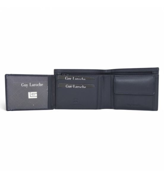 Δερμάτινο Ανδρικό Πορτοφόλι Guy Laroche 37802 Μπλε | RFID, Premium & Θέση Χαρτονομισμάτων με Φερμουάρ