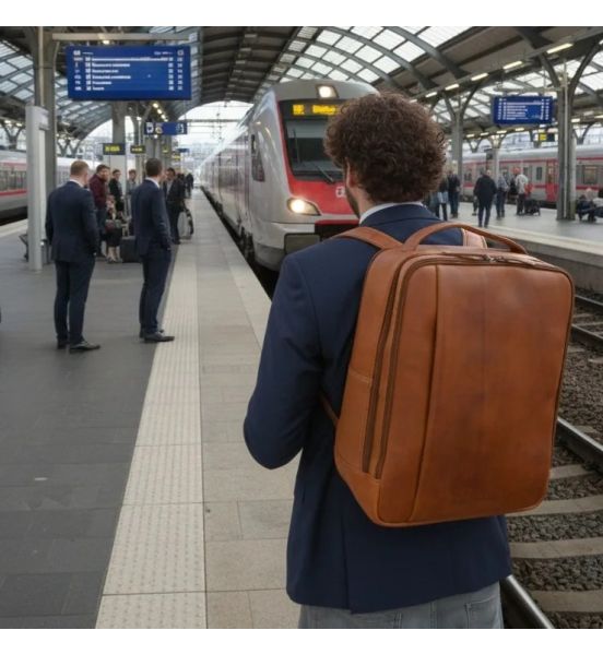 Δερμάτινο Επαγγελματικό Σακίδιο Πλάτης Chesterfield Soraja C58.700031 Κονιάκ – με 3 Διαμερίσματα & Wax Pull-Up Δέρμα