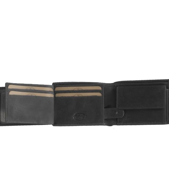 Δερμάτινο Ανδρικό Πορτοφόλι Μικρό Chesterfield Marvin C08.040600 Μαύρο με RFID Προστασία – Premium Wax Pull Up Δέρμα