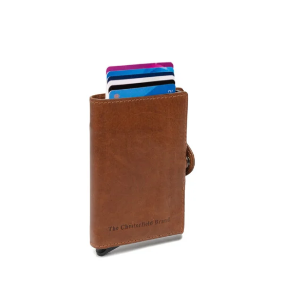 Δερμάτινη Μεταλλική Καρτοθήκη Chesterfield Francis C08.051031 Κονιάκ – με Προστασία RFID