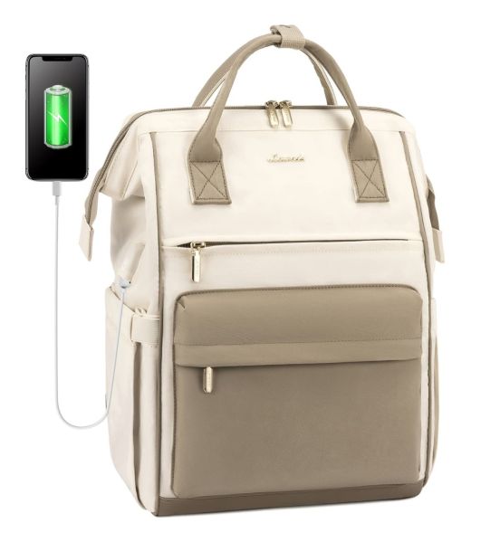 Γυναικείο Σακίδιο LOVEVOOK MB2020 Beige/Khaki με USB για Laptop 15.6”