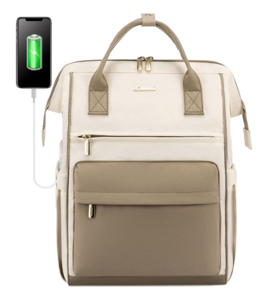 Γυναικείο Σακίδιο LOVEVOOK MB2020 Beige/Khaki με USB για Laptop 15.6”
