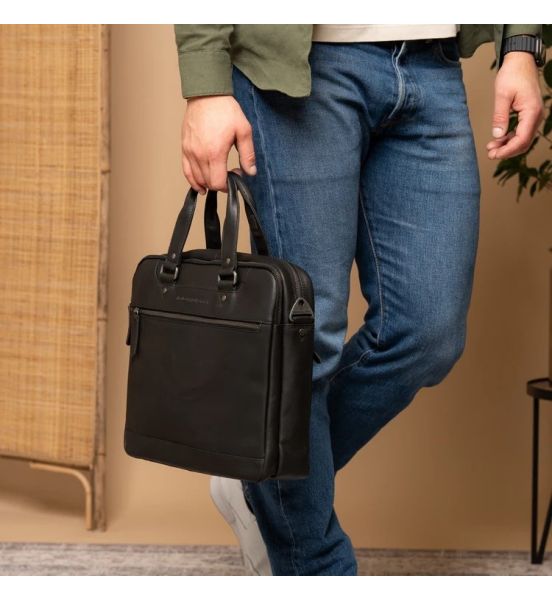 Δερμάτινη Επαγγελματική Τσάντα Chesterfield c40.110600 Μαύρο Imperia | Θήκες Οργάνωσης & Wax Pull Up Δέρμα