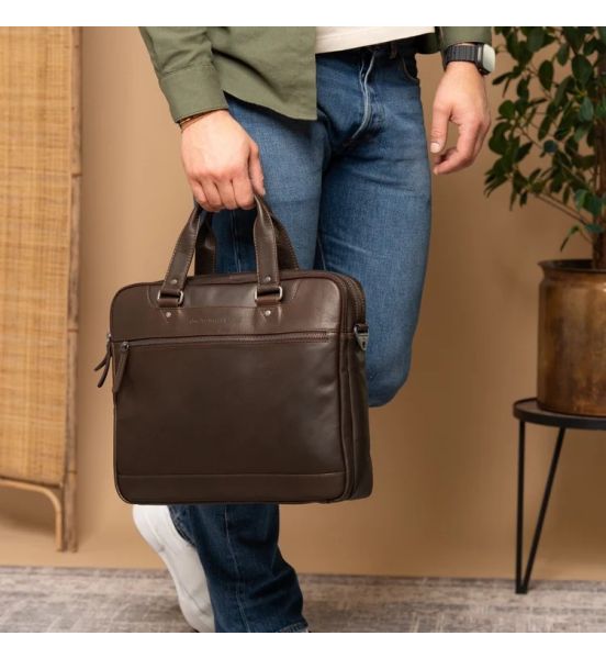Δερμάτινη Επαγγελματική Τσάντα Chesterfield c40.110601 Καφέ Imperia | Θήκες Οργάνωσης & Wax Pull Up Δέρμα