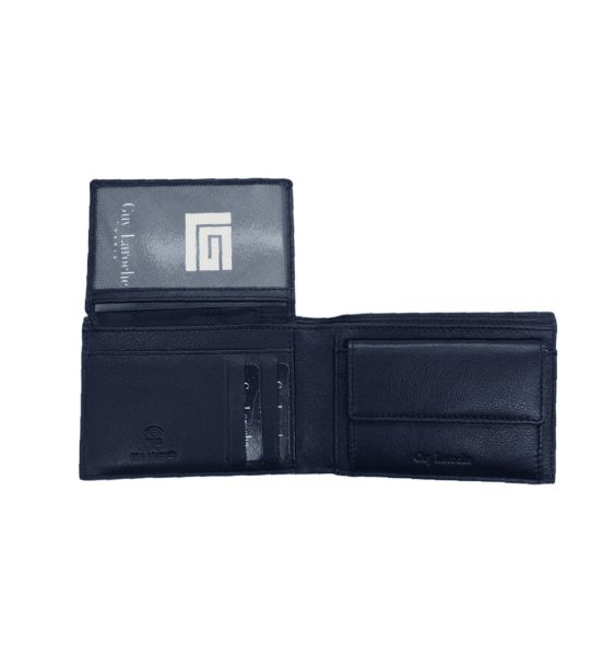Δερμάτινο Ανδρικό Πορτοφόλι Guy Laroche 37801 Μπλε | RFID Προστασία, 7 Θέσεις Καρτών & Θήκη Ταυτότητας