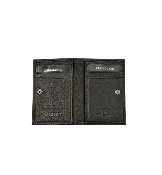 Δερμάτινη Καρτοθήκη Daston 074 Μαύρο με RFID Προστασία – Slim, 8 Κάρτες & Χαρτονομίσματα