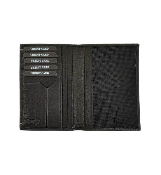 Δερμάτινη Θήκη Διαβατηρίου DASTON 093 Μαύρο με RFID Προστασία & 6 Κάρτες  – Ιδανική για Αεροπορικά Ταξίδια