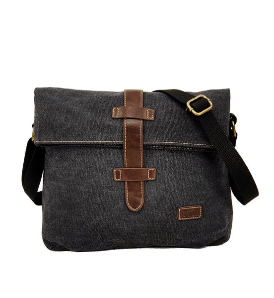 Τσάντα Ώμου Rolltop RCM 17319 Μαύρο – Καμβάς, Πρακτική & Μοντέρνα