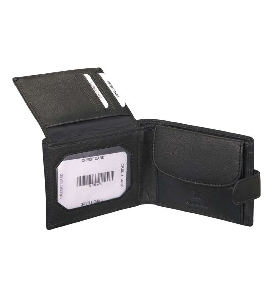 Δερμάτινο Ανδρικό Πορτοφόλι RCM N37 Μαύρο – με RFID Προστασία & Εξωτερικό Κούμπωμα