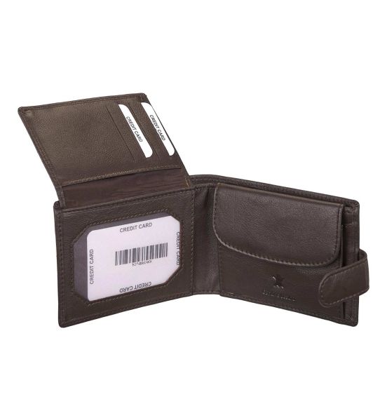 Δερμάτινο Ανδρικό Πορτοφόλι RCM N37 Καφέ – με RFID Προστασία & Εξωτερικό Κούμπωμα