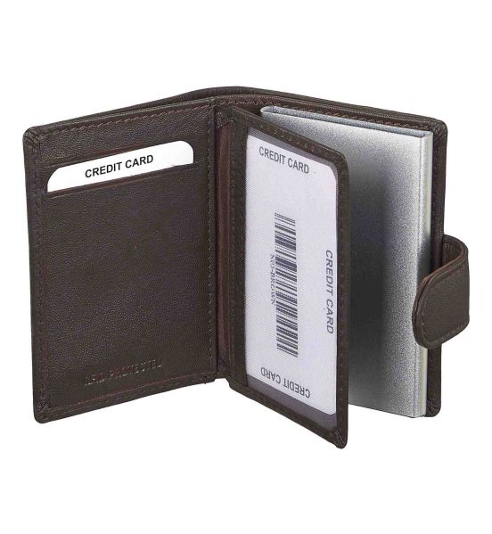 Δερμάτινη Μεταλλική Καρτοθήκη RCM N03 Καφέ  – με RFID Προστασία