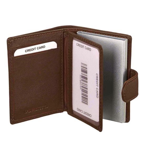 Δερμάτινη Μεταλλική Καρτοθήκη με RFID Προστασία RCM M03 Καφέ