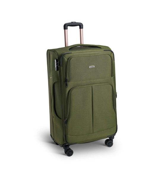 Μεγάλη Βαλίτσα Xplorer 15905-78cm Χακί 100L | Υφασμάτινη με Επέκταση & 4 Ρόδες | για 23 Κιλά & Άνω Αεροδρομίου