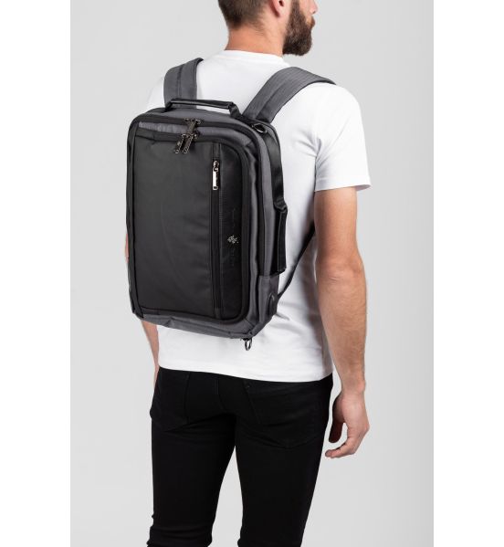 Σακίδιο Πλάτης & Ώμου 2-σε-1 Polo Club BH-1373 Γκρι | Business για Laptop 15" & Θύρα USB | Δωρεάν Χειραποσκευή