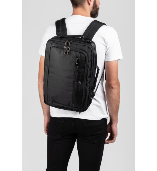Σακίδιο Πλάτης & Ώμου 2-σε-1 Polo Club BH-1373 Μαύρο | Business για Laptop 15" & Θύρα USB | Δωρεάν Χειραποσκευή