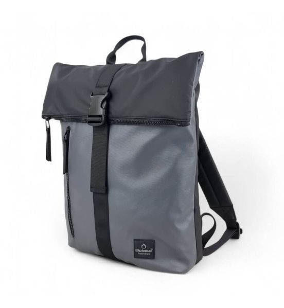 Αδιάβροχο Σακίδιο Πλάτης Roll Top Diplomat Brooklyn BR304 Γκρι – Laptop 15.6" | 15L Unisex με Ανατομική Πλάτη