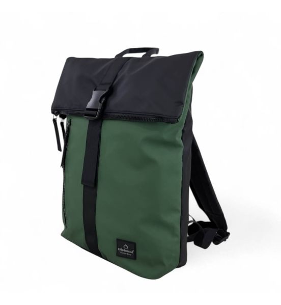 Αδιάβροχο Σακίδιο Πλάτης Roll Top Diplomat Brooklyn BR304 Πράσινο – Laptop 15.6" | 15L Unisex με Ανατομική Πλάτη