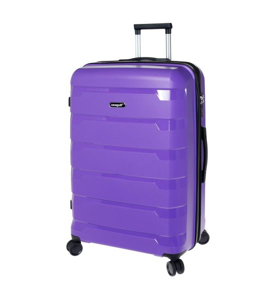 Βαλίτσα Μεγάλη 76x50x31 SEAGUL SG180-L Μωβ – Πολυπροπυλένιο – Ιδανική για έως 23kg+ Αεροδρομίου – Επέκταση & 4 Διπλά Ροδάκια