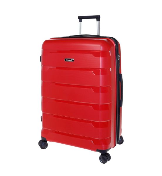 Βαλίτσα Μεγάλη 76x50x31 SEAGUL SG180-L Κόκκινο – Πολυπροπυλένιο – Ιδανική για έως 23kg+ Αεροδρομίου – Επέκταση & 4 Διπλά Ροδάκια