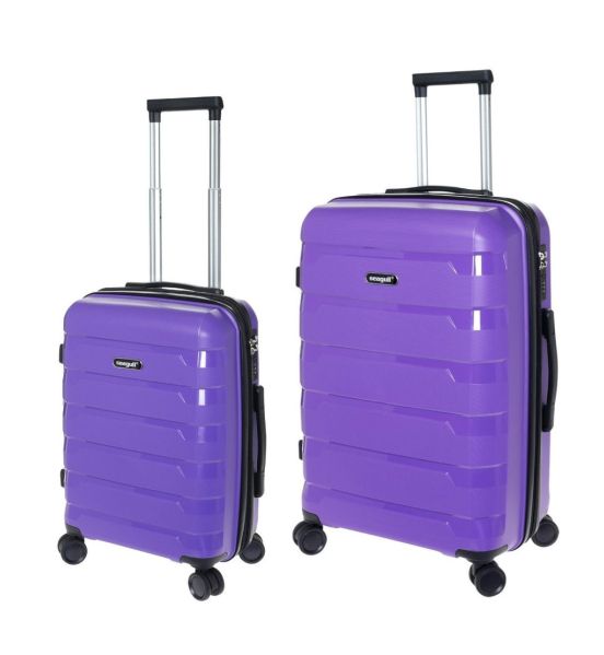 Σετ 2 Βαλίτσες (Καμπίνας & Μεσαία) Seagull SG180 Μωβ | Άθραυστο Πολυπροπυλένιο, με Επέκταση & Ρόδες