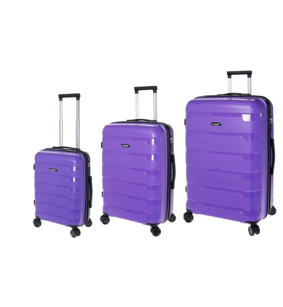 Σετ Βαλίτσες Τριάδα (S, M, L) Seagull SG180 Μωβ – Άθραυστο Πολυπροπυλένιο με Επέκταση & 4 Ρόδες