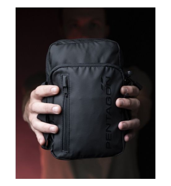 Ανδρικό Τσαντάκι Ώμου Pentagon Kleos Messenger K16096-31-STL Μαύρο | Αδιάβροχο με Θήκη Smartphone