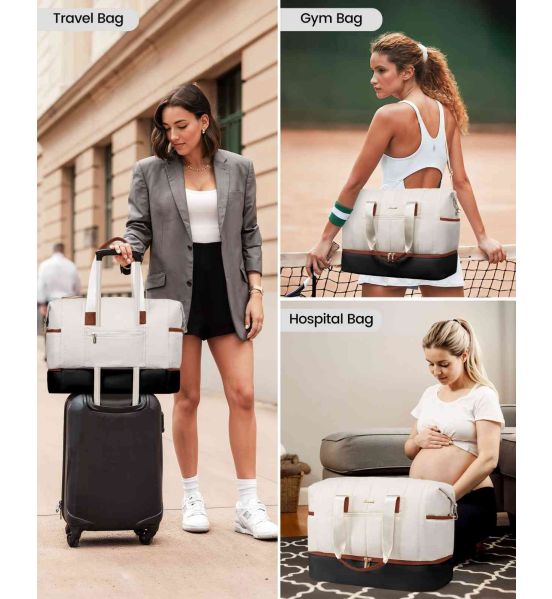Σετ Σάκος Ταξιδιού & Γυμναστηρίου 35L Lovevook UB3171 Μπεζ/Μαύρο | Καμπίνας | Αδιάβροχο, Ελαφρύ με Θήκη Παπουτσιών