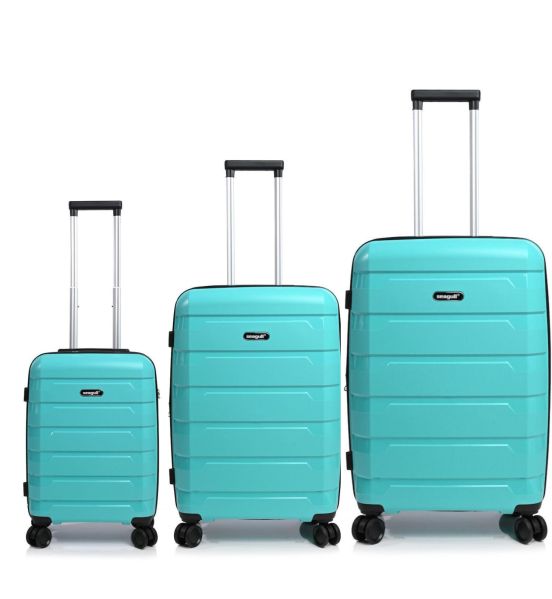 Σετ Βαλίτσες Τριάδα (S, M, L) Seagull SG180 Σιέλ – Άθραυστο Πολυπροπυλένιο με Επέκταση & 4 Ρόδες