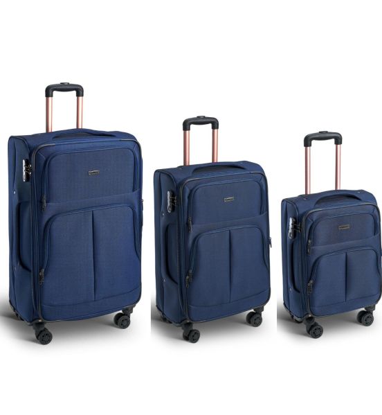 Σετ Βαλίτσες 3 Τεμαχίων Xplorer 15905 Μπλε | Καμπίνας, Μεσαία, Μεγάλη | Ολοκληρωμένο Οικογενειακό Σετ με 4 Διπλές Ρόδες