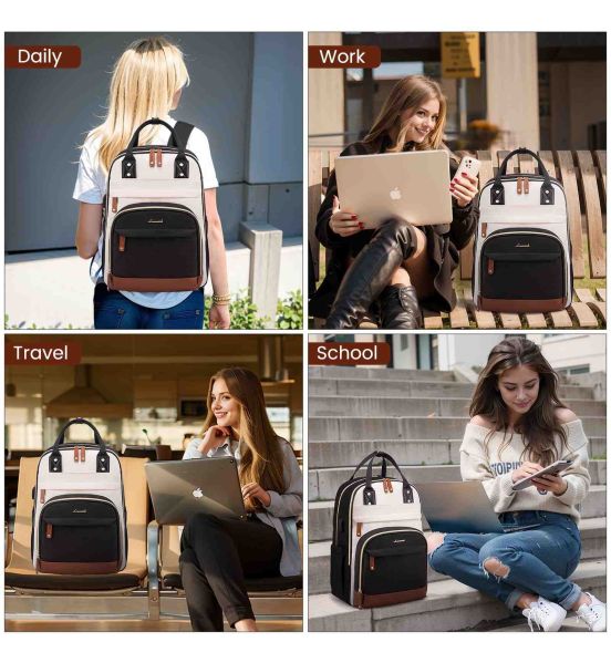 Γυναικείο Σακίδιο Πλάτης Laptop 15.6" Lovevook MB2012 Black/Beige (23L) | Κομψό & Εργονομικό Backpack Εργασίας & Ταξιδιού