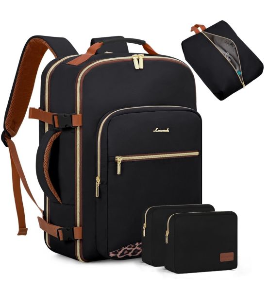 Σετ Ταξιδιωτικό Σακίδιο LOVEVOOK WB2029 Black/Leopard – 40L με Νεσεσέρ & Θήκη Παπουτσιών – Ιδανικό και ως Χειραποσκευή