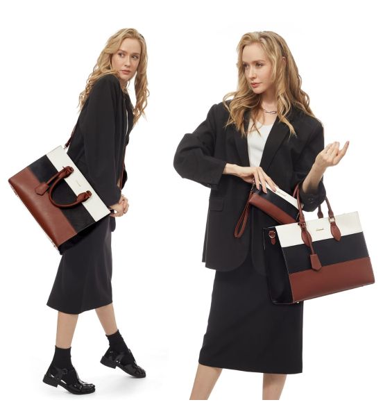 Γυναικείο Σετ Τσάντας Laptop 15.6″ Lovevook WB3024 Black/Beige/Brown | Vintage Design & Clutch | Σετ 2 Τεμαχίων