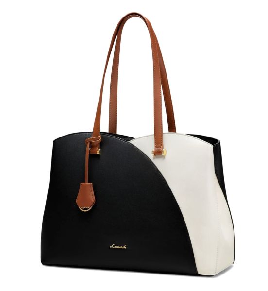 Γυναικεία Τσάντα Ώμου Tote Lovevook WB3290 Μαύρο/Μπεζ 20L | Καθημερινή Τσάντα για Πόλη & Γραφείο