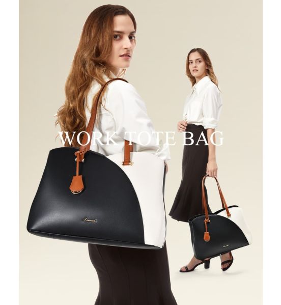 Γυναικεία Τσάντα Ώμου Tote Lovevook WB3290 Μαύρο/Μπεζ 20L | Καθημερινή Τσάντα για Πόλη & Γραφείο