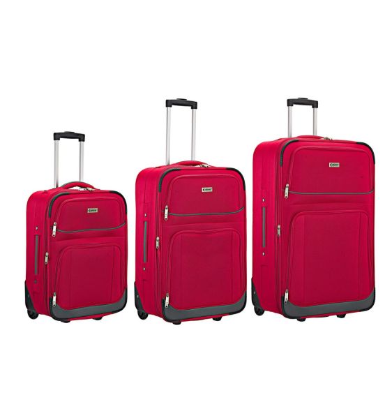 Σετ Βαλίτσες XPLORER 2915 Κόκκινο (55+65+75εκ.) Οικονομικό 3τμχ - με 2 Ρόδες & Επέκταση