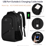Σακίδιο Πλάτης MATEIN 1035 30L Μαύρο με Θήκη Laptop 17,3”, Αδιάβροχο Σακίδιο Ταξιδιού με USB & Αντικλεπτική Θήκη