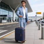 Άθραυστη Βαλίτσα Καμπίνας 56x22x37 Newcom N1596 Μπλε | Χειραποσκευή Πολυπροπυλενίου με 4 Διπλούς Τροχούς