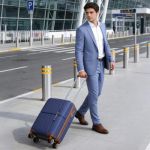 Άθραυστη Βαλίτσα Καμπίνας 56x22x37 Newcom N1596 Μπλε | Χειραποσκευή Πολυπροπυλενίου με 4 Διπλούς Τροχούς