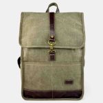Σακίδιο Πλάτης RCM 17546 Χακί Canvas Cotton Washed με Μεταλλικές Λεπτομέρειες